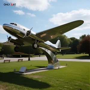 تصميم Onlyart ومخصص ضخم من الفولاذ المقاوم للصدأ الطائرات الحديثة المعدنية في الهواء الطلق طائرة النحت مشاريع محطات المطار - Product Image 3