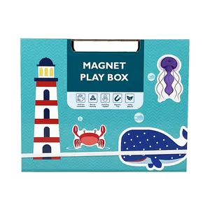 Hot Diy Activity Box Magnetic Playing Puzzle Fridge Magnet Kids Magnetic Scene Puzzle Toddler Custom Jigsaw Puzzle Magnet