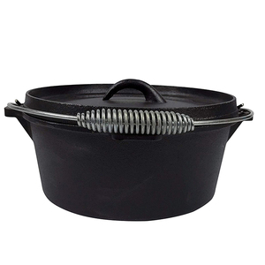 Marmite hollandaise <span class=keywords><strong>en</strong></span> <span class=keywords><strong>fonte</strong></span> pré-culottée de 4 litres avec couvercle, robuste, pour camping, barbecue, cuisson et pâtisserie - Product Image 2