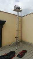 Plateforme élévatrice hydraulique électrique portable en alliage d'aluminium avec stabilisateurs 3,4m 5,2m pour climatisation, capacité 120kg, modèle HGTP.LT CM