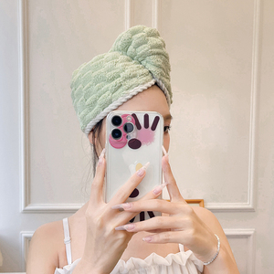 Berretto assorbente per capelli secchi velluto corallo asciugatura rapida in microfibra R personalizzato quattro stagioni - Product Image 2