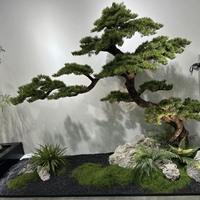 100% Buatan Tangan Sablon Sutra Bunga Bonsai Pinus Buatan Besar untuk Luar Ruangan Dapat Disesuaikan OEM&ODM Pabrik Sumber Premium Ramah Lingkungan