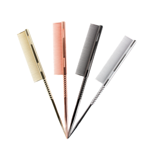 Профессиональная Женская Расческа для укладки волос, длинная Расческа с хвостом крысы, алюминиевая расческа для салона, модная термостойкая деревянная расческа - Product Image 2