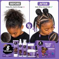 Kit de Soins Coiffants pour Enfants OEM/ODM pour Cheveux Bouclés 4C – Ensemble de Soins Naturels pour Tresses d'Enfants – Vente en Gros : Shampoing, Fixateur de Bords et Mousse pour Enfants