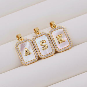 Nouveau 26 Lettre Pendentif Bijoux Incrusté De Coquillages De Perles A ~ z Lettres Diy Nom Personnalisé Première Lettre Pendentif Bijoux Collier - Product Image 5
