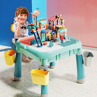 Table de construction multifonctionnelle Feelo FL1634 avec chaise et rangement, design pliable, table d'activités pour enfants, briques non incluses