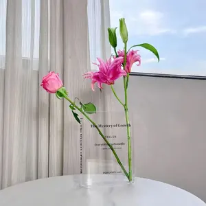 Custom Luxury Crystal Acrylic Vases For Wedding Center Piece Lucite Modern Unique Book Flower Vase
