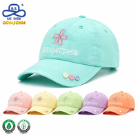 Casquette de papa vert menthe à imprimé floral, avec logo personnalisé et boutons en forme de cœur, pour un style décontracté urbain – Fabrication OEM/ODM certifiée BSCI