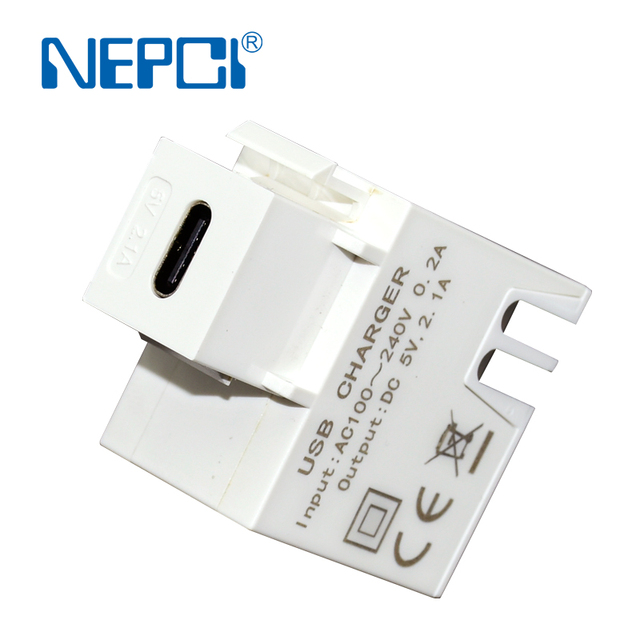 NEPCI Factory 5V 2.1A Keystone USB C Charger Socket XJY-USB-34-C Female Micro USB Type C Charger Module