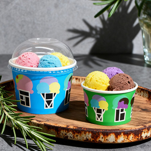 Vasos de Papel para Helado Biodegradables de 4oz, 6oz y 16oz, Diseño Personalizado, Únicos para Llevar, con Tapas de Domo y Cucharas - Product Image 4