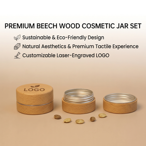 Custom Eco Friendly Cylinder Shape 30g 50g Wooden Aluminum Inner <b>Lip</b> Balm Wax Facial <b>Cream</b> Jar with Lid - Product Image 4