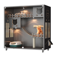 Nouvelle arrivée, villa pour chat en bois moderne de luxe à 3 étages, meubles élégants à motifs animaliers, maison pour chat adaptée au salon