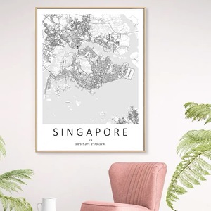 Póster de mapa de ciudad, lienzo de ciudad natal en blanco y negro, pintura impresa, mapa personalizado, regalo, decoración moderna para el hogar, pintura de arte de pared - Product Image 3
