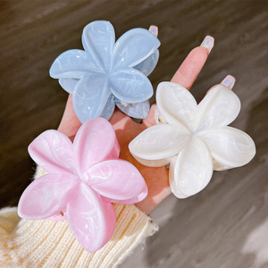 مشبك شعر على شكل زهرة جميلة بتصميم رخامي للنساء والفتيات، إكسسوار شعر عصري على شكل فك القرش - Product Image 3