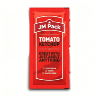 Sachets plats personnalisés anti-humidité à fermeture arrière 5g 10g pour Ketchup, Sauce Tomate, Chewing-gum, Lait, Condiments