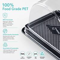 Boîte en plastique PET transparente de qualité alimentaire pour conteneur rectangulaire jetable pour boulangerie avec couvercle en dôme et taille personnalisée