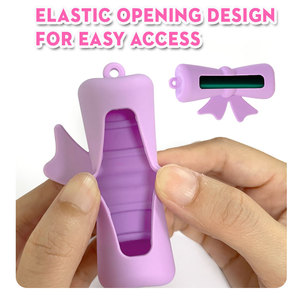 Tas Organizer riasan lipstik silikon portabel, tas pengatur lipstik tunggal pelindung lipstik silikon portabel - Product Image 5