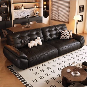 โซฟาเบดห้องนั่งเล่นสุดหรูสไตล์อิตาลี หนังวัวแท้ชั้นบนสุด โซฟาหนังแท้เอนกประสงค์ปรับไฟฟ้า - Product Image 2