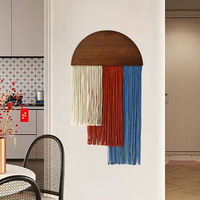 Günstige New Nordic Style Half Holzbrett hand gefertigte Baumwoll seil Quaste Wandbehang für Wohnzimmer Sofa