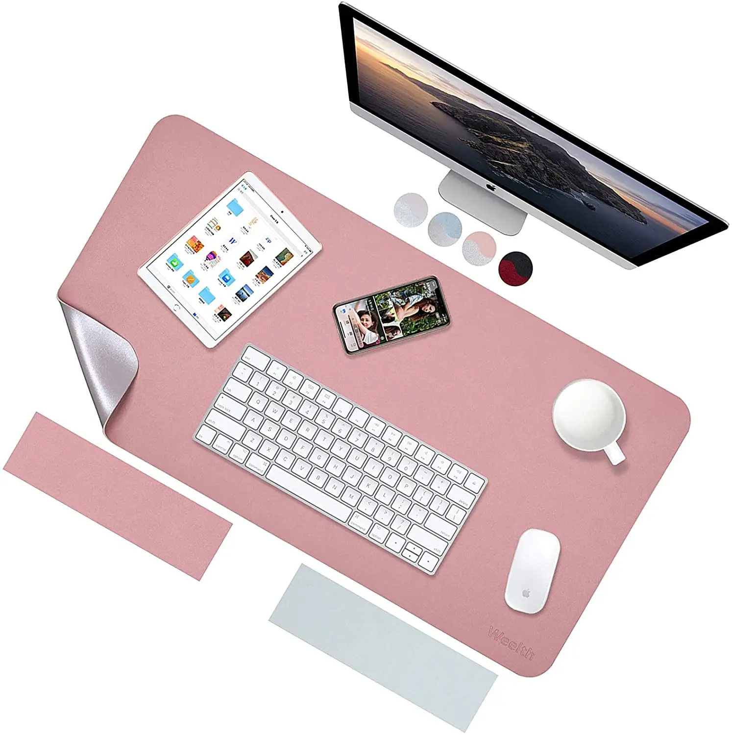डबल-पक्षीय पीवीसी चमड़े माउस पैड कस्टम चमड़े डेस्क चटाई गेमिंग बड़ा आकार विस्तारित Mousepad