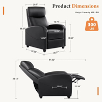 Fauteuil inclinable moderne en cuir PU réglable, sans fonction massage, pour salon, chambre, appartement, salle à manger, hôtel