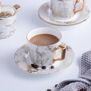 Мраморная чашка блюдце чайник обеденная посуда тарелка керамический набор для чая и кофе на завтрак набор посуды из костяного фарфора столовые сервизы
