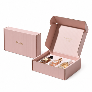 Caja de cartón corrugado personalizada con logo en lámina dorada, impresión interior, caja de envío plegable para embalaje de regalo de perfumes y cosméticos - Product Image 1