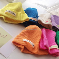 Bonnet en laine pour bébé et enfants, couleur bonbon, couleur unie, nouveau design, vente en gros, hiver