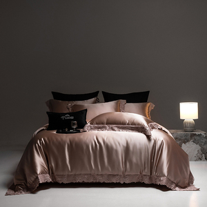 Juego de Ropa de Cama Verde Sólido de 4 Piezas con Encaje, <span class=keywords><strong>Volantes</strong></span> y Ribete, Funda de Edredón Sedosa y Fresca, Tamaños Queen y King, Ropa de Cama de Lujo Minimalista - Product Image 6