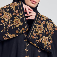 Abaya Ouverte Brodée de Haute Qualité du Moyen-Orient 2025 Personnalisée, Ensemble Hijab Musulman pour Femmes, Robe Longue Abaya