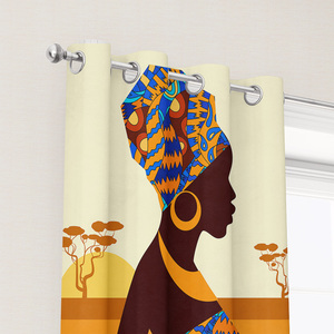 Sang trọng thời trang Grommet rèm cửa sổ màu đen và màu vàng in kỹ thuật số sẵn sàng thực hiện màn cho phòng khách bán buôn - Product Image 2