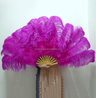 Éventail pliant DIY en plumes de dinde teintes, grand et moelleux, pour décorations de mariage, de carnaval et de fête