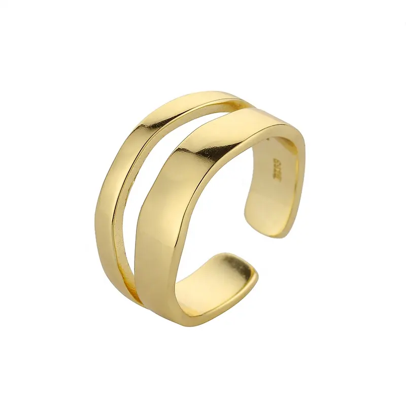 YINSAKI 14K Irregular Resizable Band Ring OEM ODM Custom 925 Sterling Silver 18K Yellow Gold Plated Ajustable Ring