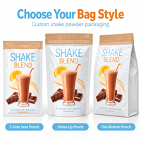 Sachets personnalisés imprimés pour poudre protéinée avec fermeture éclair refermable, sacs haute barrière pour protéines de lactosérum et mélanges de shakes