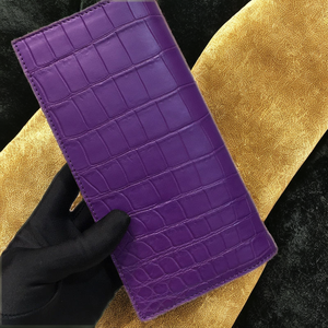 Versatile Fashionable Luxurious Temperament Atmosphere <b>Purple</b> Leather Long Open Closure <b>Handbag</b> Women & Men Wallet - Product Image 2