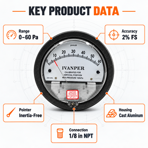 Medidor de Presión Diferencial de Lectura Digital Directa de 0,5 KPa para Inspección de <span class=keywords><strong>Filtros</strong></span> de Conductos de Ventilación, Instrumentos de Medición IVANPER - Product Image 5