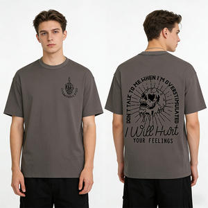 T-shirt surdimensionné pour homme |   Haut streetwear avec motif crâne fondu humoristique « Don't Talk to Me When » en coton doux - Product Image 3