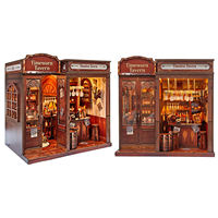 Kit DIY de niche à livres en bois Timeworn Tavern, puzzle 3D miniature, insert de bibliothèque avec éclairage LED, cadeau d'anniversaire