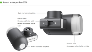 เครื่องกรองน้ำก๊อกน้ำอัจฉริยะแบบใช้มือทำจากพลาสติกคาร์บอนกัมมันต์ พร้อมก๊อกแบบดึงลงและปุ่มกด สำหรับใช้ในครัวเรือน - Product Image 5