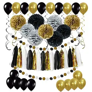 Conjunto de accesorios para fiesta de cumpleaños, conjunto de globos clásicos de papel con cola de pez dorado, venta al por mayor