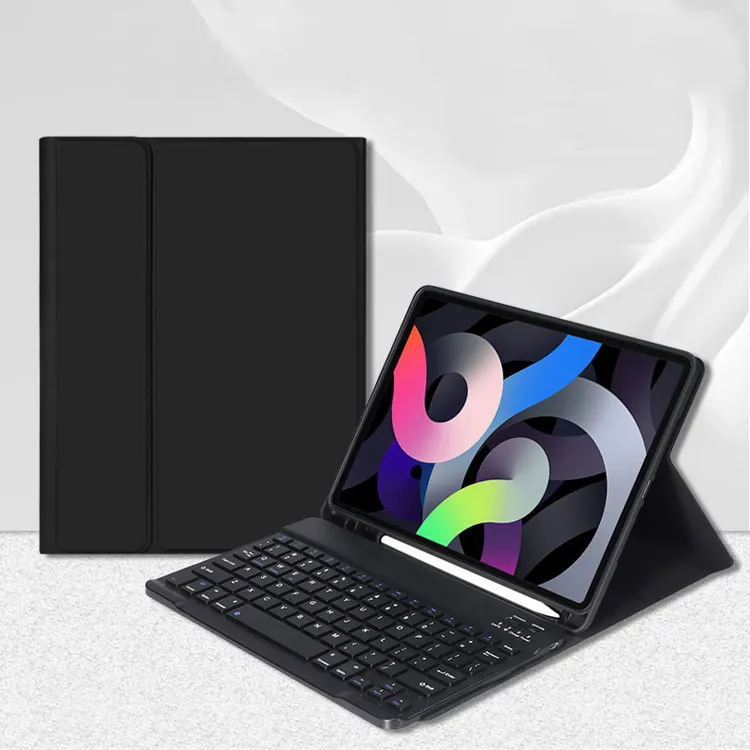Capa de silicone para tablet com teclado, capa de couro PU para iPad 12.9 polegadas 10.9 polegadas Air 4 5 Pro 11 10th