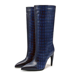 Women Pointed Toe on Animal Prints Knee High <b>Boots</b> Big Size 47 Wide Fit Hook Heels Shoes - Product Image 4