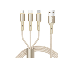 Kabel Pengisian Cepat 3-in-1 Nylon Braided 66W Max dengan Type-C dan 2A untuk Android & PC