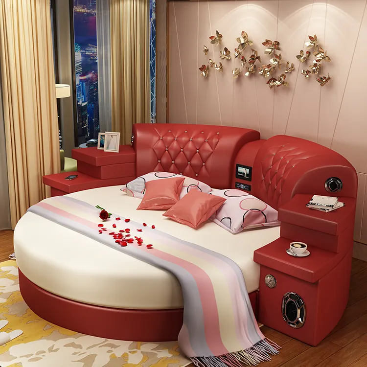 CY025-cama de plataforma redonda de alta calidad, elegante, moderna, última, gran oferta