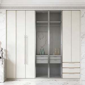 Armario de Madera de Lujo Contemporáneo Personalizado BALOM con Puertas Corredizas de Vidrio, Armario de Dormitorio Moderno Personalizado - Product Image 5