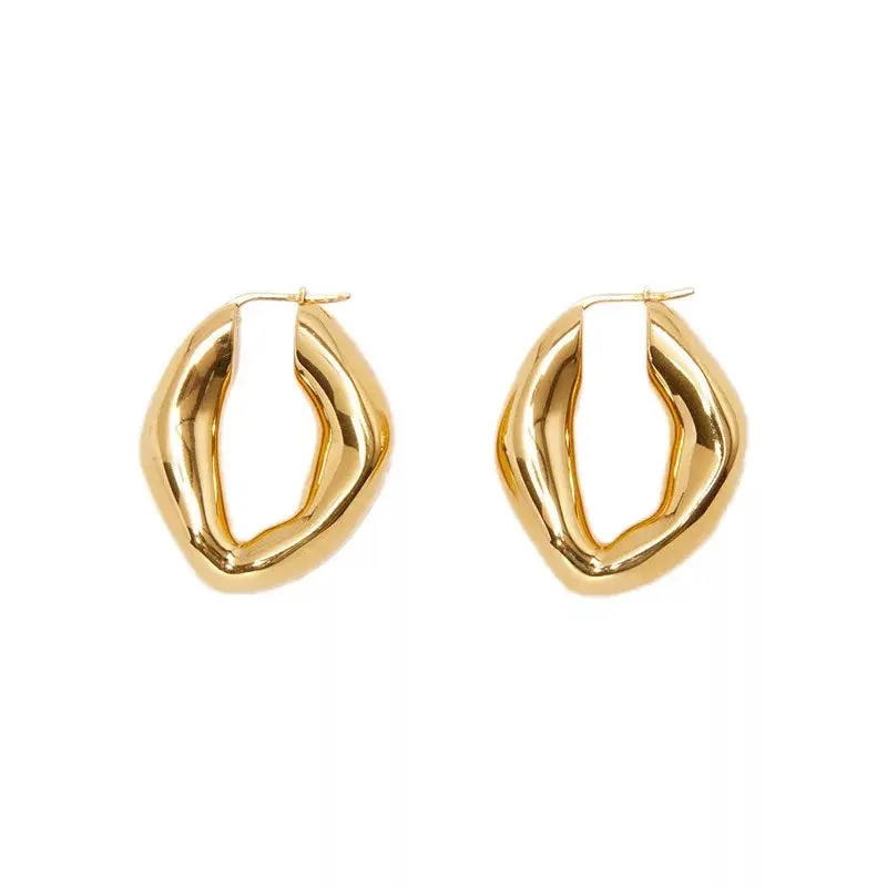 Wholesale Custom Ladies Earrings 18K Gold Plated High Quality Trendy Chunky Hoop Earrings for Women