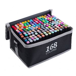 ปากกามาร์คเกอร์ 168 สี สีน้ำ สีอะคริลิค ปากกาไฮไลท์สองหัว ปากกาแอลกอฮอล์ พร้อมกระเป๋า - Product Image 1