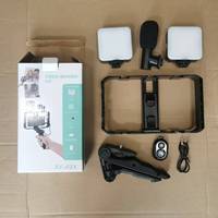 AY-49X Smartphone Video-Rig-Kit mit Mikrofon & LED-Beleuchtung für Vlogging, Live-Übertragung, Handy-Aufnahmen, Stabilisator-Käfig und Stativ