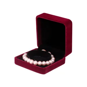 Классическая бархатная Свадебная коробка для ювелирных изделий, сережек, ожерелий, браслетов, Подарочная коробка с логотипом на заказ