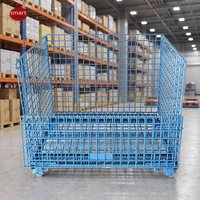 Chariots de stockage industriels robustes en fil métallique bleu pour la logistique et l'approvisionnement à grande échelle